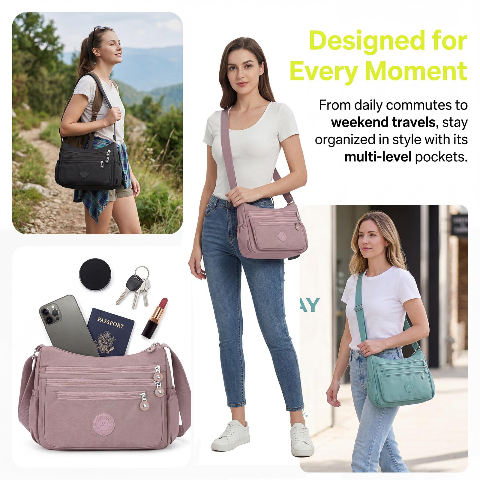 Nylon Travel Purses Anti Theft Crossbody Bag Purses for Women Waterpoof Shoulder Purse Multi-layer Pockets as gifts,Stylish, Durable — Mother's Day Gift,Birthday Gift