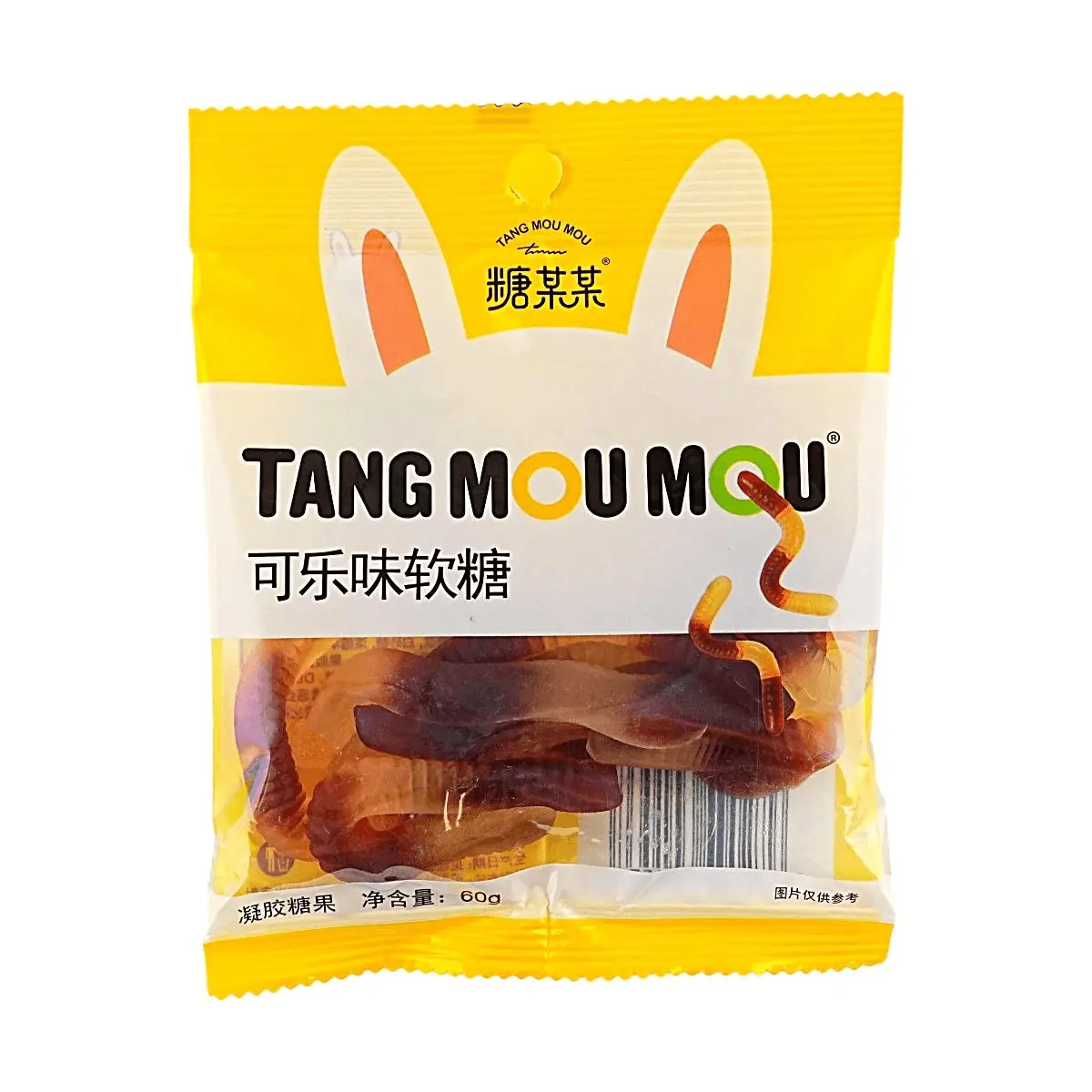Tang Mou Mou Cola Gummy Candy 60g - Fun Cola Bottle Shape, Sweet & Sour Fizzy Taste, Bulk Pack for Parties & Snacks