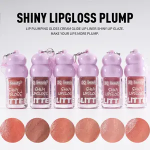 Beauty 3Pcs Glitter Lip Gloss Set - Pearlescent Keychain Lip Gloss for Travel - Portable & Ready to Use - Must-Have for Outings - Shiny Lip Plump Gloss Cream Glide Liner fem  bot  lip  gloss