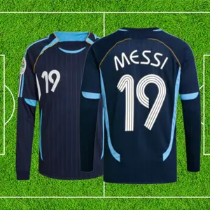 2006 Jersey Away Long Short No. 19 Messi Riquelme Soccer Training Jersey Short Sleeve