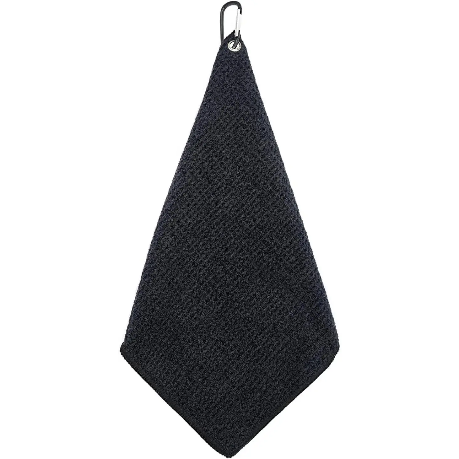 Golf Towel with Carabiner Clip Absorbent Microfiber Waffle  Golf Towel for Cleaning Golf Ball Club Putter Iron for Golf Bag Trolly Belt Loop (Black)