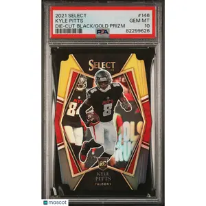 2021 Panini Select Kyle Pitts #146 Die Cut Black Gold Prizm PSA 10
