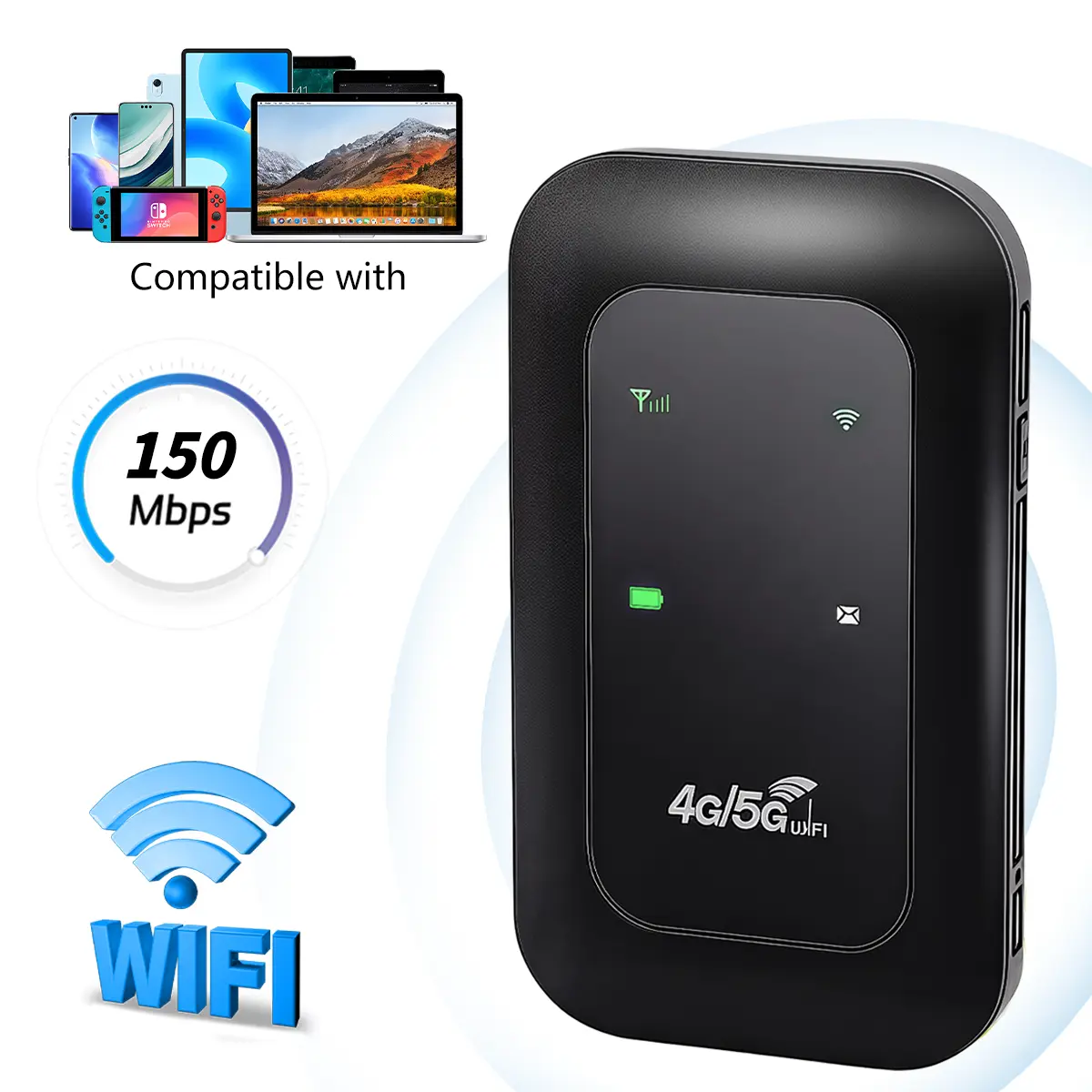 Pocket WiFi Router, 4G LTE Mobile Hotspot Requires SIM Card, Mini Lightweight Portable Network Device with Multi-Device Connection for Camping Vacation Road Trip, Portable Wifi Hotspot For Travel.