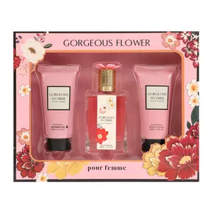 Gorgeous Flower Shower Gel, Spray Perfume Eau de Parfum and Body Lotion Set for Women 50ml Gift Set