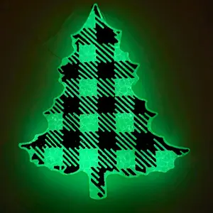 Green/Black Glow in the Dark Christmas Tree Car Freshie (Gingerbread Cookies Scent)