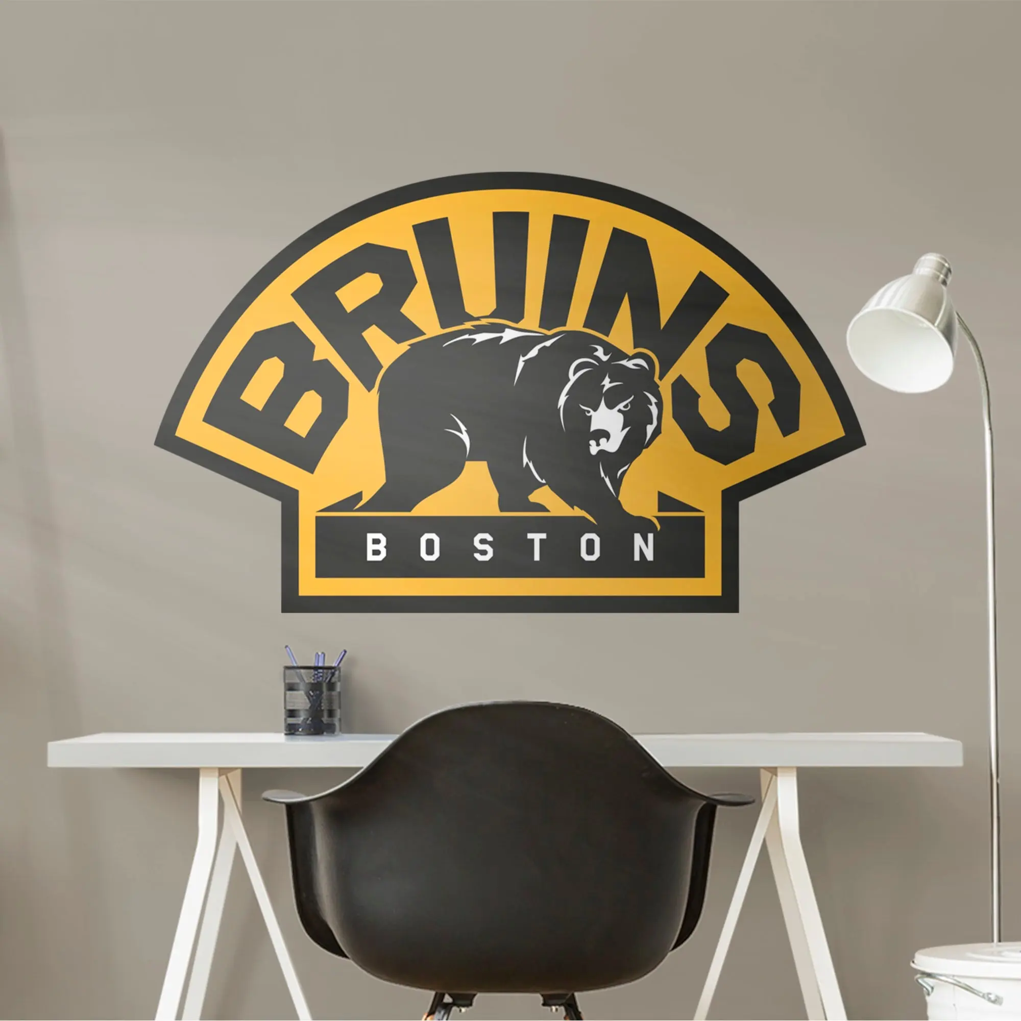 Official NHL Boston Bruins Large RealBig Alternate Logo Collection Black and Gold Reusable Vinyl Wall Stickers for Any Fan, Room Decor