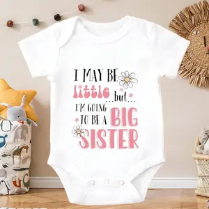 I May Be Little But I'm Going To Be A Big Sister Newborn Baby Onesie Cotton Short Sleeve Bodysuits | Soft One-Piece for Infants 0-24 Months |  Everyday Essential for Spring & Summer, Snap Closure, Unisex Comfortable Cotton Baby Set Fashionable Gentle on