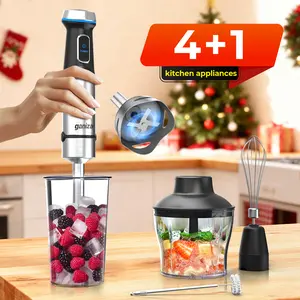 Ganiza Immersion Hand Blender 16 Speed Mode Handheld Blender Stainless Steel Blade With 800ml Mixing Beaker, 600ml Chopper, Whisk and Milk Frother