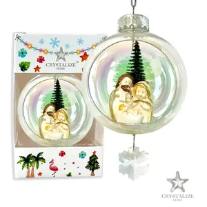 Nativity Plastic Ornament with Magnetic Crystal 3"x7"