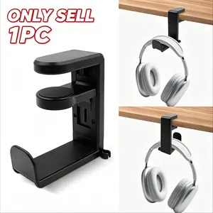 1PC Under-Desk No-Drill Headphone Stand, Adjustable Rotating Gaming Headset and Controller Stand， 360-Degree Swivel Headphone Hanger, Foldable Headphone Holder，Modern Gaming Accessories, Adjustable Mount