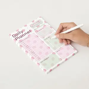 Daily Planner Notepad, 50 Sheets, Not Sticky 5 in x 8 in, Strawberry Aesthetic Pad