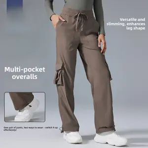 New Outdoor Running Sports Pants, Lightweight Quick-Dry Fitness Pants with Multiple Pockets, Wide-Leg Cargo Casual Pants