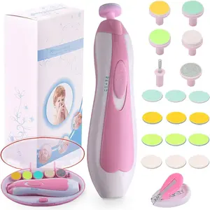 Baby Nail Trimmer Electric Nail File Baby Nail Clippers, 20 in 1 Safe Nail Filer Grinder Kit for Newborn Infant Toddler Kids or Adults Toes Fingernails Care Trim Polish, Led Light and Grinding Heads
