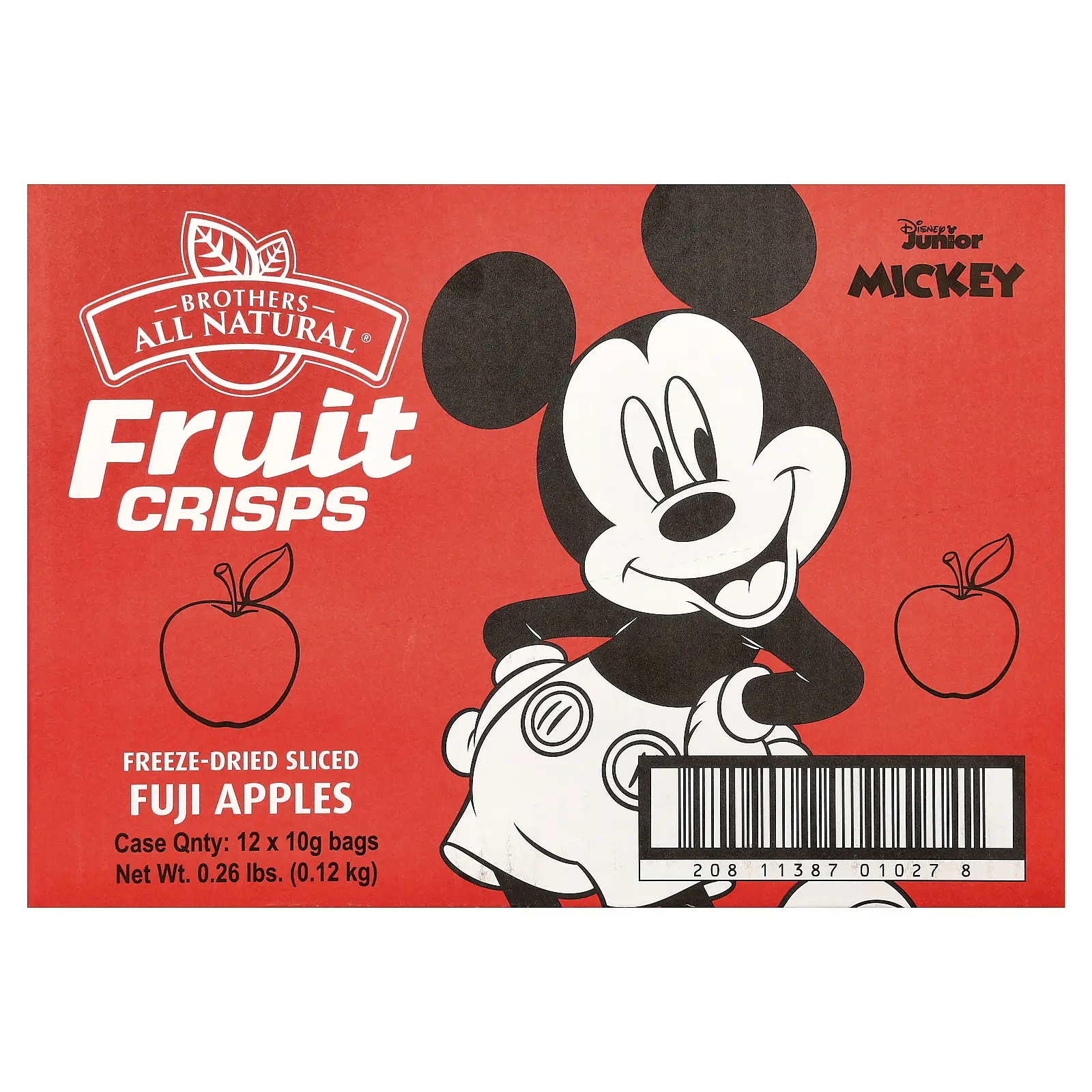 Brothers-All-Natural Fruit Crisps, Fuji Apples, Disney Junior, 12 Bags, 0.35 oz (10 g) Each
