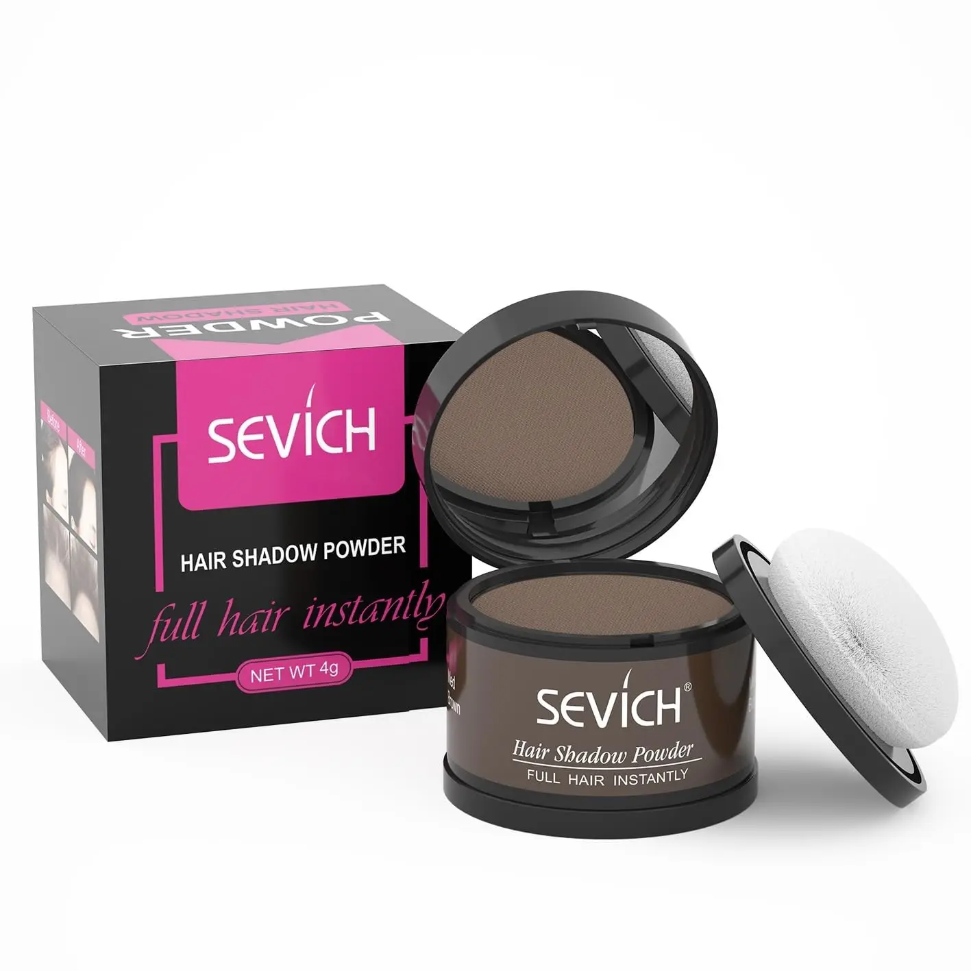 Sevich Hairline Powder, Gray Root Touch Up, Sweatproof, Medium Brown