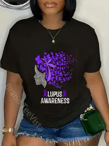 100% Cotton Unisex Lupus Awareness Shirt Lupus Purple Butterflies T-Shirt