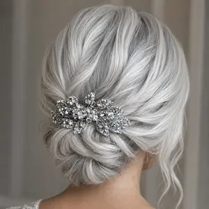 Large Silver Crystal Barrette