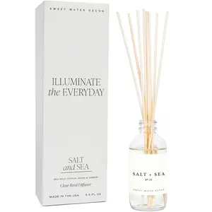 Salt & Sea Reed Diffuser Set - Sea Salt Citrus & Musk Amber Scent Diffuser - Reed Diffusers for Home with Long Lasting Fragrance - Non-Toxic Oil Reed Diffuser