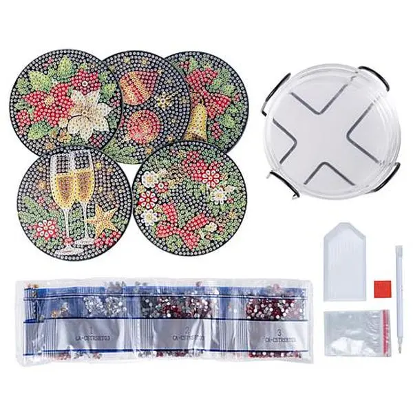 Craft Buddy Crystal Art Christmas 6-piece Coaster Set