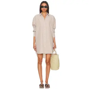 ANINE BING Lake Dress in Taupe & White Stripe