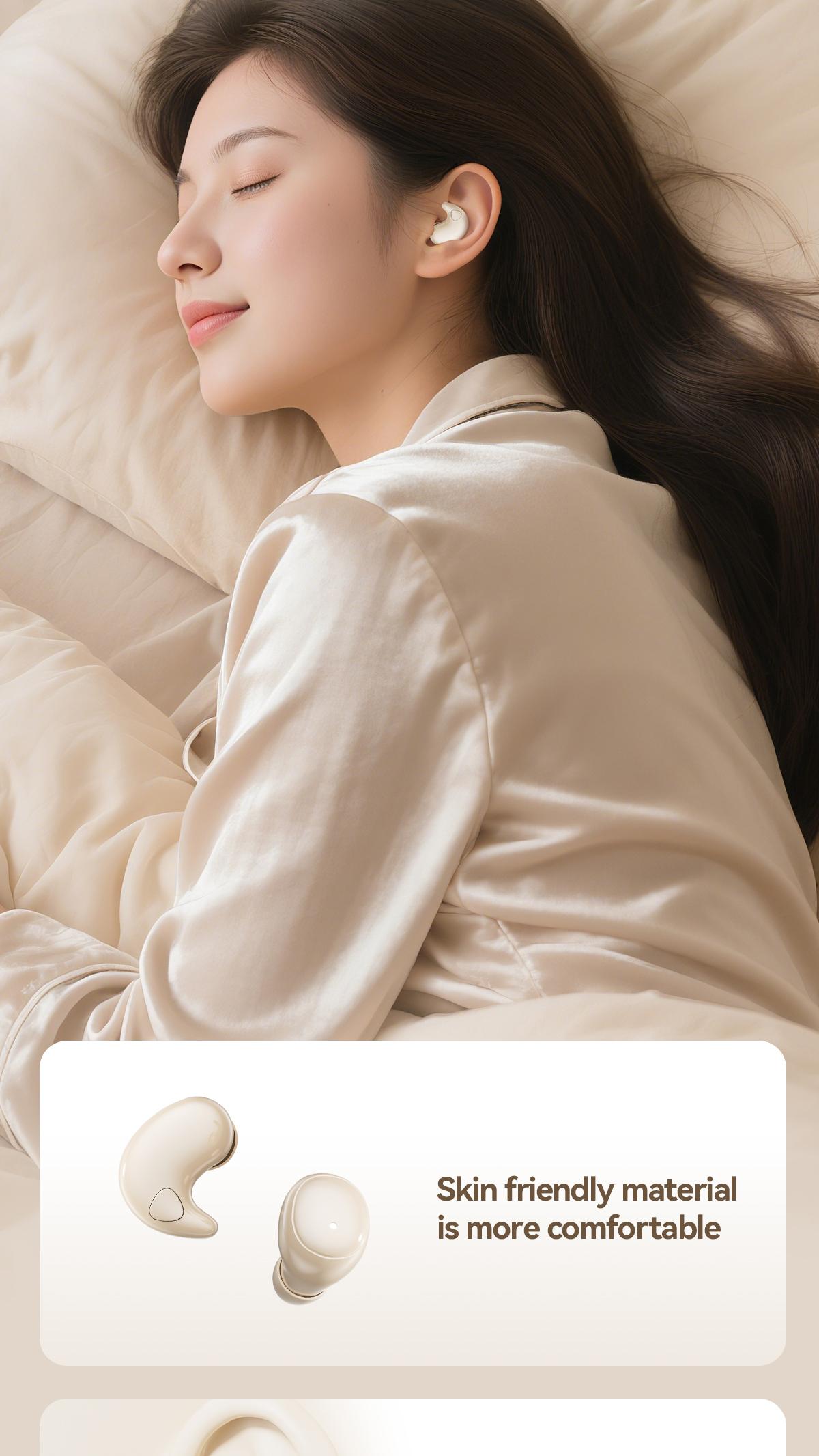 Chengruida M126 HiFi Quality 2 Pairs Wireless Earbuds, Ultra Thin Mini No Ear Pressure Side Sleep, Noise Reduction Call Long Battery Life