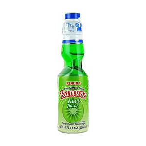 KIMURA DRINK Japanese Ramune Soda - Kiwi Flavor, 200ml Bottle - Unique Marble Soda for Refreshment