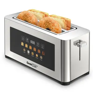 4-Slice Toaster with Extra-Wide Entrance - Stainless Steel Surface, LED Display Touch Panel, Automatic Shut-Off & Anti-Jam, Easy Clean & Cord Storage for Family younglo toaster fits anywhere kitchenware screen