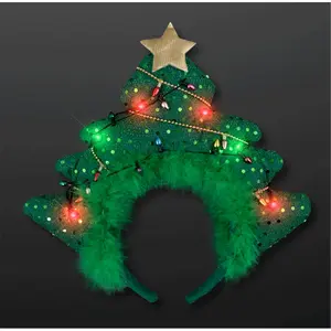 Blinkee  Light Up Green Novelty Sequin Plush Christmas Tree Gold Star Bopper