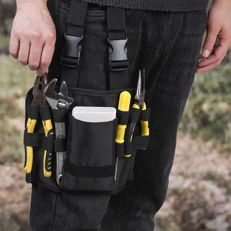Electrician's Tool Bag, Sturdy Heavy-Duty Nylon Organizer, Multiple Pockets, Ideal for Home & Professional Use, Woodworking Screwdrivers