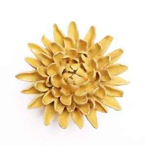 Yellow Chrysanthemum Ceramic Flower Wall Decor - Medium 4.5” Unique Home Accent - Perfect Stocking Stuffer Christmas Gift for Mom
