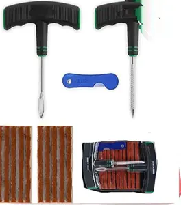 Tire Plug Kit, 13PCS Tire Repair Kit with Self-Vulcanizing Plugs, Ergonomic Oversized & Rubber-Grip T-Handle Tools, Flat Tire Puncture Repair Tools for Cars, Motorcycle, ATV, SUV, etc