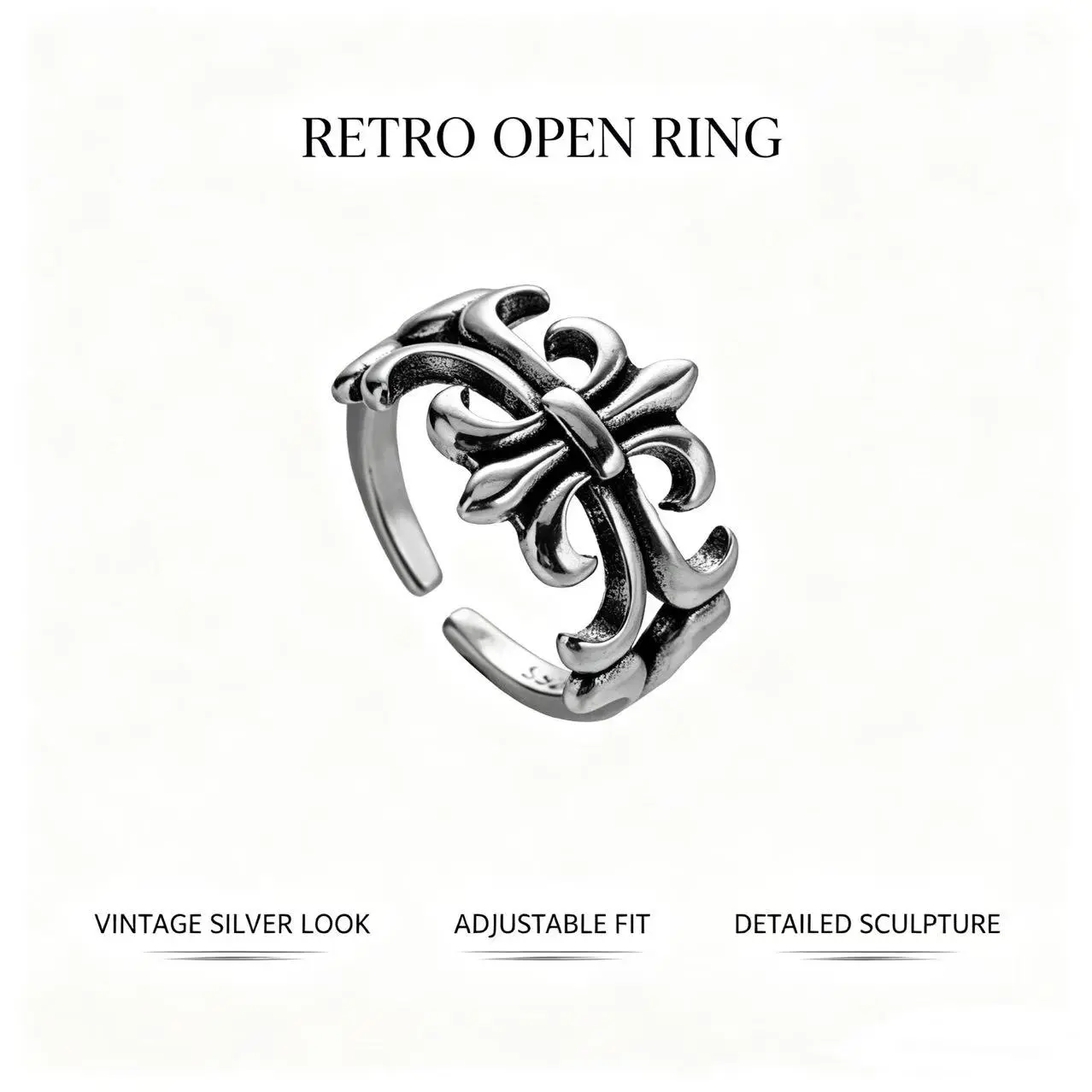 Vintage Cross Ring, Fashion Costume Jewelry Accessory for Daily Wear
