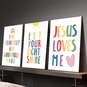 Bible Verse Canvas Painting Framed, Modern Wall Art Poster, Wall Art Decor for Home Living Room Bedroom Office School, Ornaments, Dopamine Decor