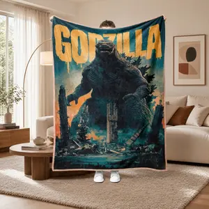 Godzilla City Shock Blanket – Soft Lightweight Travel Throw for Sci-Fi Fans – Skin-Friendly, Breathable, Cozy Gift for Friends, Family & Home Decor