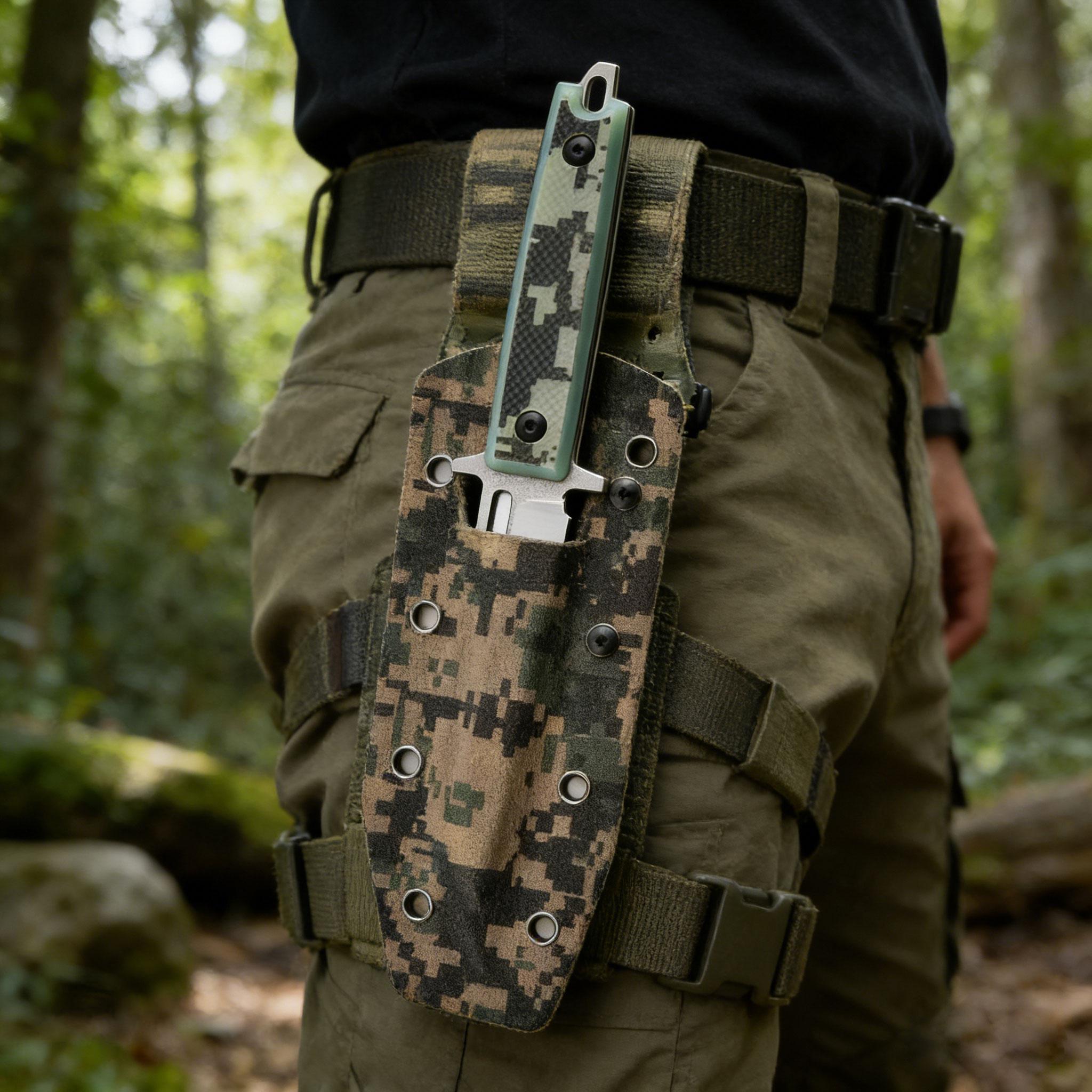 Full Tang Fixed Blade Survival Knife with Camo Sheath, Tactical Hunting Knife for Camping Hiking EDC, Outdoor Utility Knife for Men, Durable Camping Gear with Easy Carry