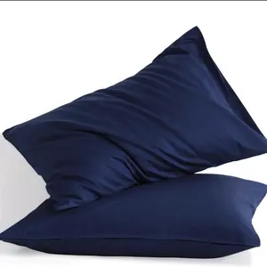 Microfiber Pillow Cases Set of 2 Navy & Gray 100% Polyester Super Soft Machine Washable OEKO-TEX Certified for Hospitals Hotels Standard 20x26 Inches