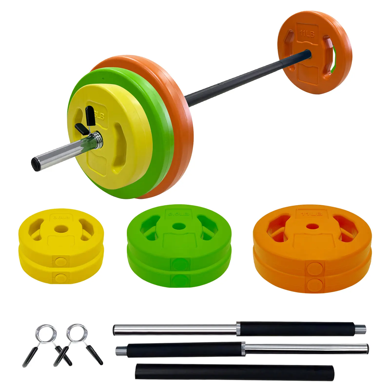 Garvee 40LB Adjustable Barbell Weight Set with 51" Bar & PU-Coated Plates – Home Gym Strength Training Equipment for Men & Women – Round