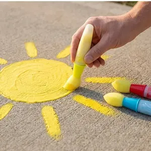 Thick Sponge Chalk Brush for Outdoor Art, Large Handle Design, Water-Washable, Ideal for Sidewalk Painting, Lane Graffiti, Wall Art