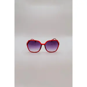Maroon Hexagon Sunglasses
