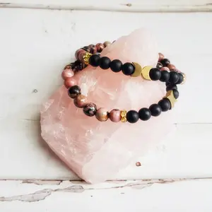 CLARITY | Onyx & Rhodonite Crystal Healing Bracelet