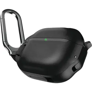 for AirPods 4 Case with Lock - Tough AirPods 4th Generation Case Cover with Carabiner, Rugged Protection and Hard Protective Shell (Black, AirPods 4th Gen)