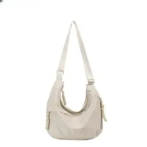 Women's Washed Nylon Dumpling Bag, Retro Lightweight Hobo Crossbody Shoulder Handbag, Trendy Wrinkle Texture Large Capacity Purse for Travel, Commuting, Shopping, Outdoor Activities & Daily Use
