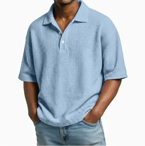 Men's Summer Casual Polo Shirt, Solid Color, Loose-Fit Short-Sleeve Top