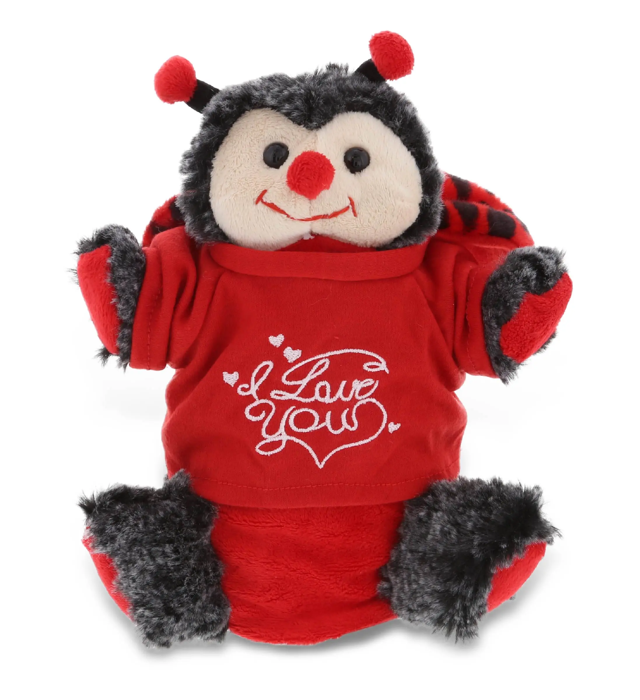 PLUSH I LOVE YOU RED SHIRT- SUPER SOFT PLUSH HAND PUPPET - LADYBUG