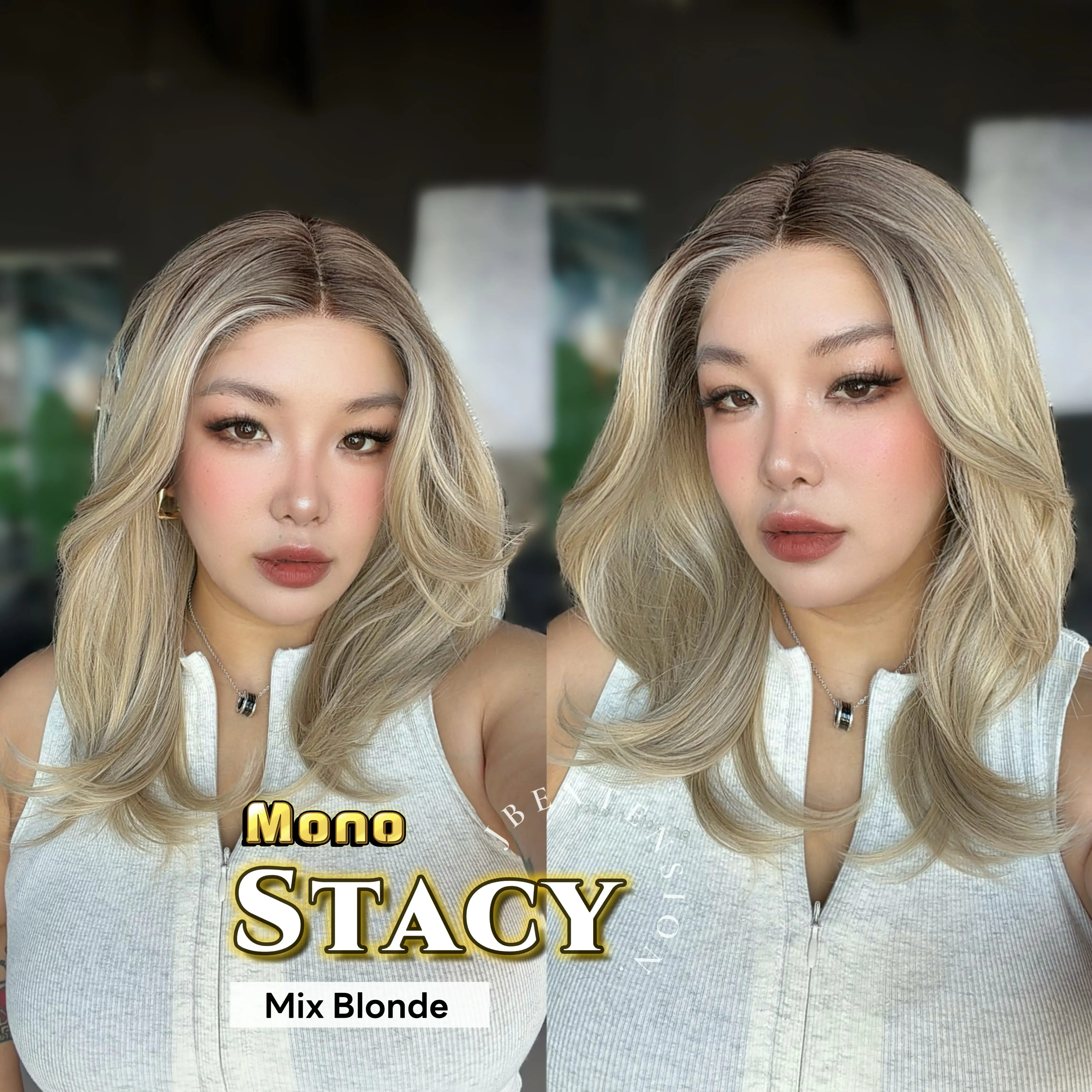 JBEXTENSION STACY MONO Monofilament Handmade Wig 6X5 Full Monofilament Hand Tied Top Wig 18 Inches Mono Lace Wig with Anti-slip Silicone Strips Glueless Wig STACY MONO【BENDY EAR TABS】