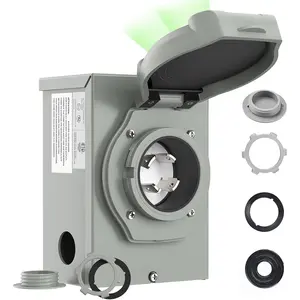 Pre-Drilling 30 Amp Generator Inlet Box , NEMA L14-30P Power Inlet Box for 4 Prong Generator Cord, 125/250V,3750/7500W 30a Power Inlet Box, ETL Listed,  for Outdoor Use