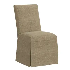 Skyline Furniture James Slipcover Armless Dining Chair Zuma Linen: Textured, Skirted, Rubberwood Legs