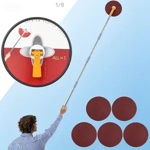 Manual Drywall Sander with Extension Pole, 86-Inch Hand Sander for Walls and Ceilings, Complete Sanding Kit Includes 5 Multi-Grit Sheets (80 to 240 Grit), Perfect for Painting Prep and Surface Smoothing, Reusable and Efficient Drywall Tool