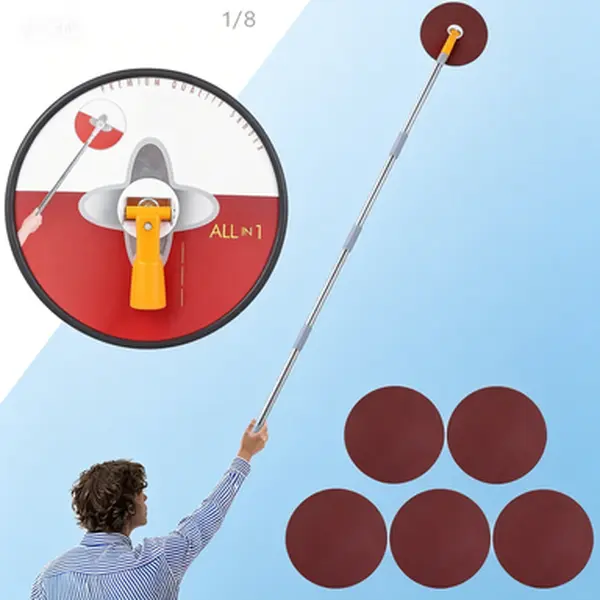 Manual Drywall Sander with Extension Pole, 86-Inch Hand Sander for Walls and Ceilings, Complete Sanding Kit Includes 5 Multi-Grit Sheets (80 to 240 Grit), Perfect for Painting Prep and Surface Smoothing, Reusable and Efficient Drywall Tool