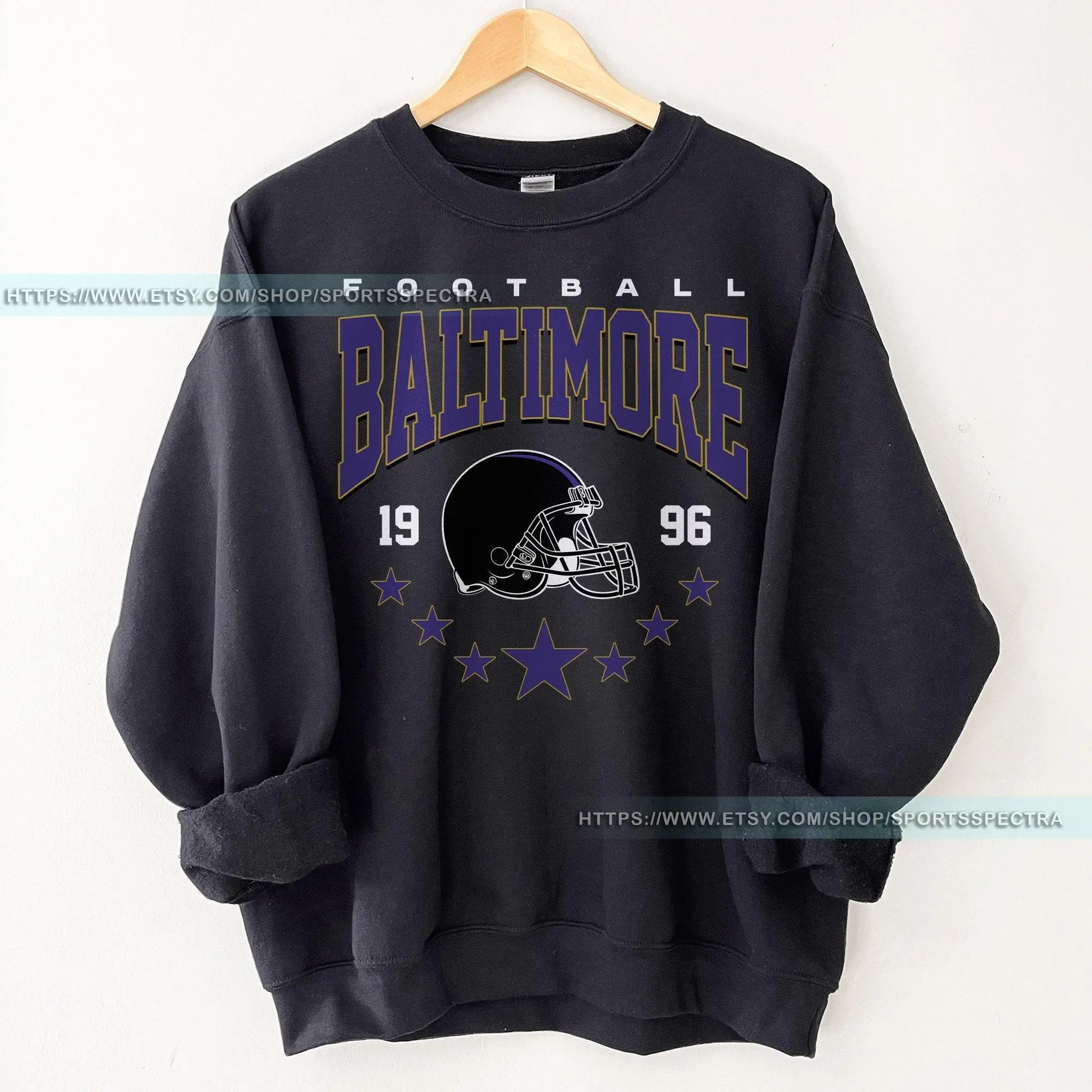 [Sale Up To 30%] + [Free Ship] Baltimore Football Vintage Sweatshirt, Retro Raven Crewneck, Oversized Football Sweatshirt, Baltimore Football Fan Gift, Gift For Fan, Trendy USA Cotton Fabric